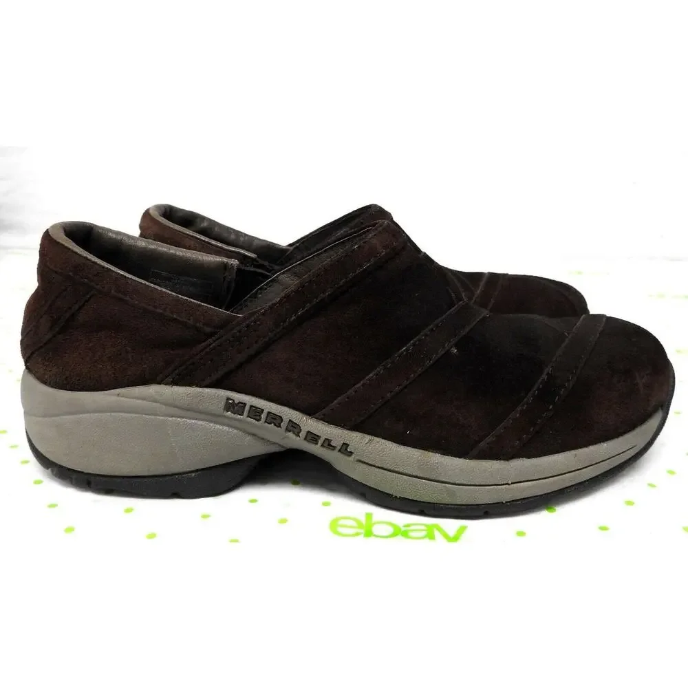 Merrell womens size 7 Primo patch chestnut brown suede loafers